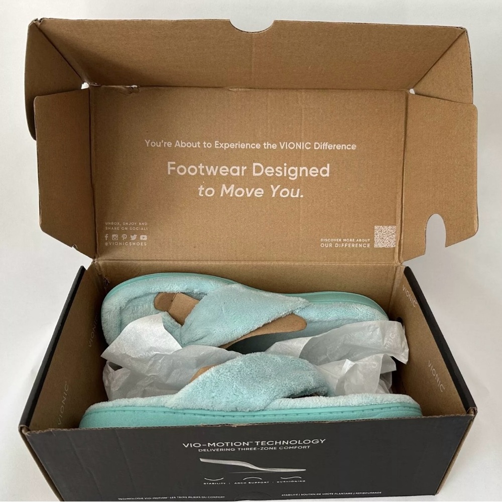 NEW Vionic Women's Gracie Aqua Thong Slippers Loungewear Sz 9 Medium (B,M) NIB